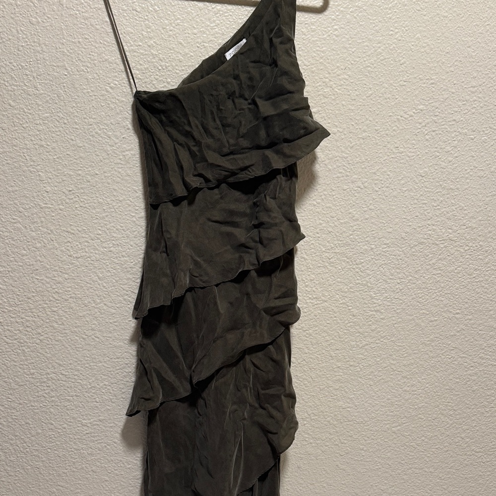 Posse Steel Olive One-Shoulder Ruffle Dress - Picture 4 of 11